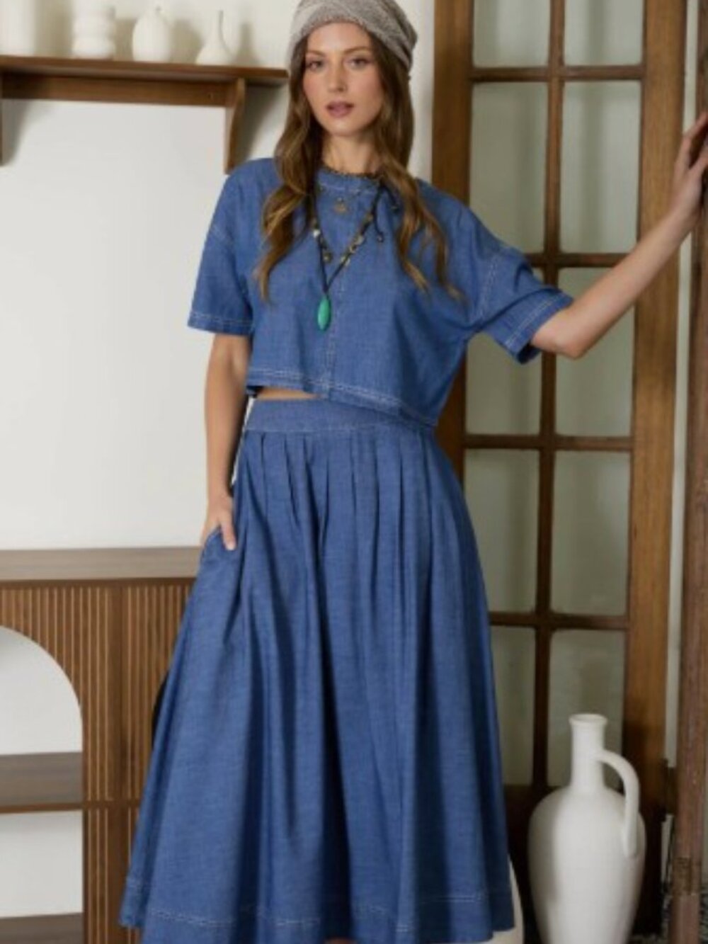 Denim Top and Skirt Set | Blu Pepper | Hot Item! - Picture 5 of 5